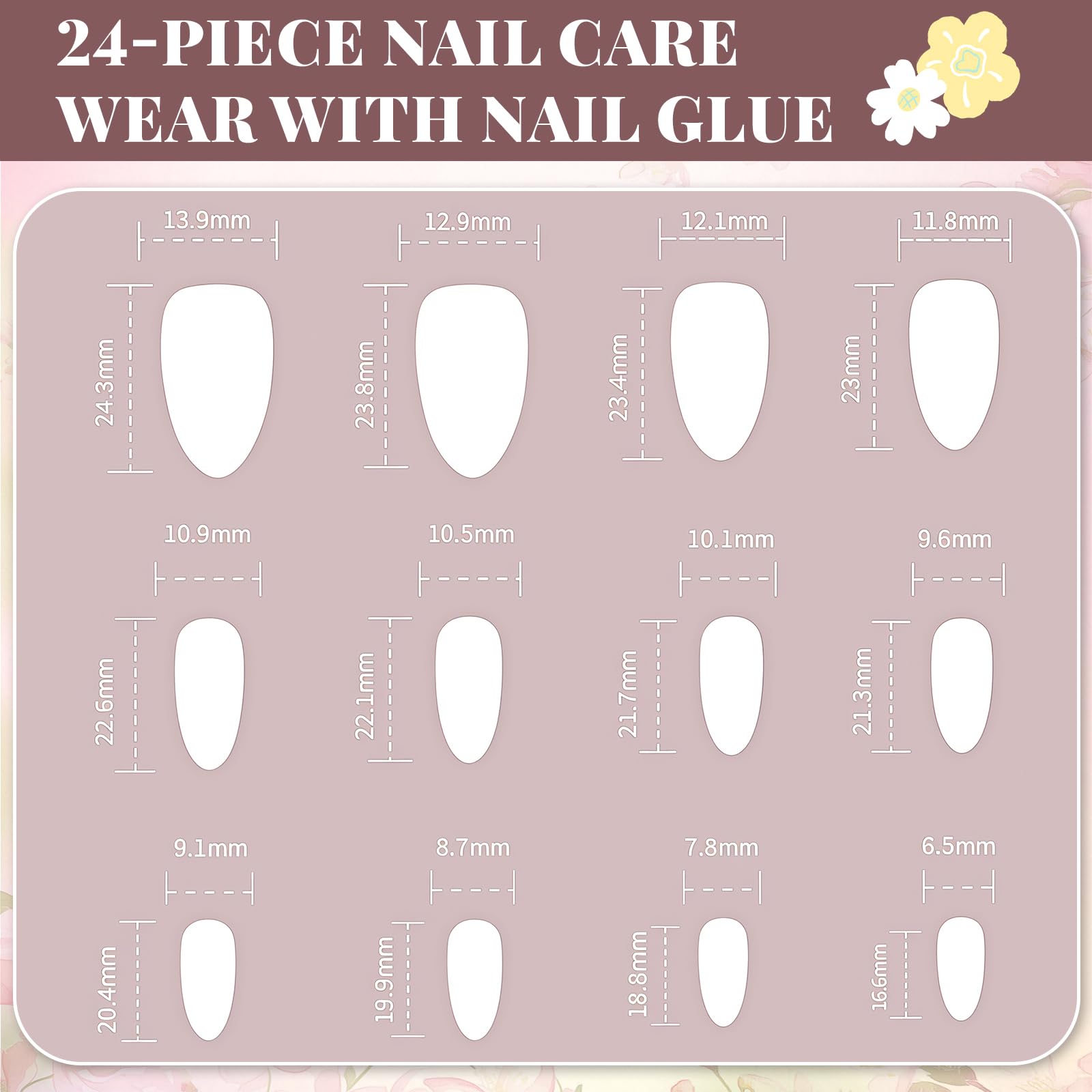 AstraGlam 24Pcs Pink Press on Nails with Daisy Design, Medium Almond Shaped Soft Gel False Nails - Image 2