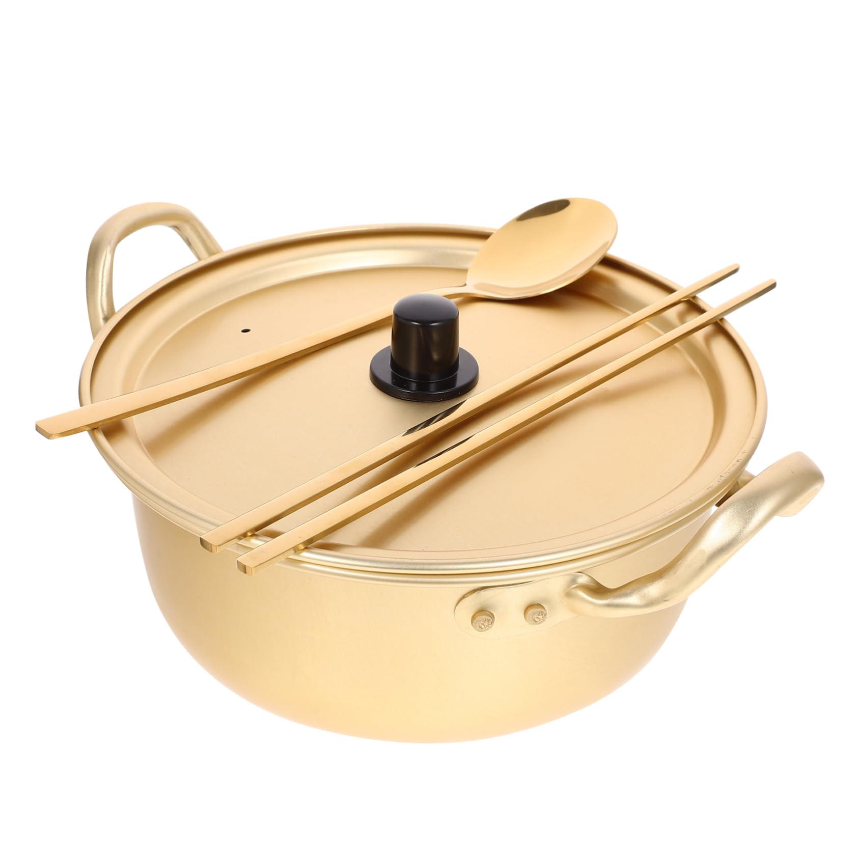 Ciieeo Korean Noodle Pot Aluminum Cookware Set Double Handle Soup Pot Instant Small Hot Heat Resistant Non-slip Handle