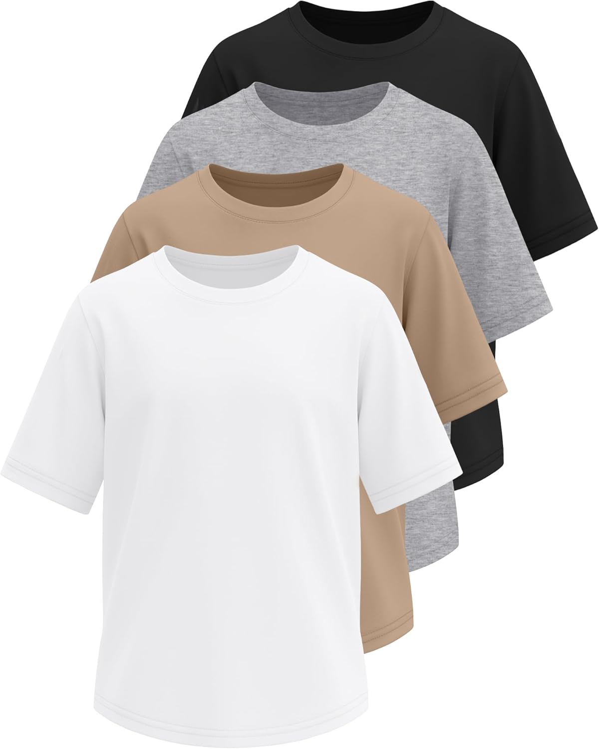 4 Pack Girls Half Sleeve Shirts Elbow Length Tops Loose Fit Kids Summer Casual Crewneck Basic Tshirts 5-14 Years - Image 3