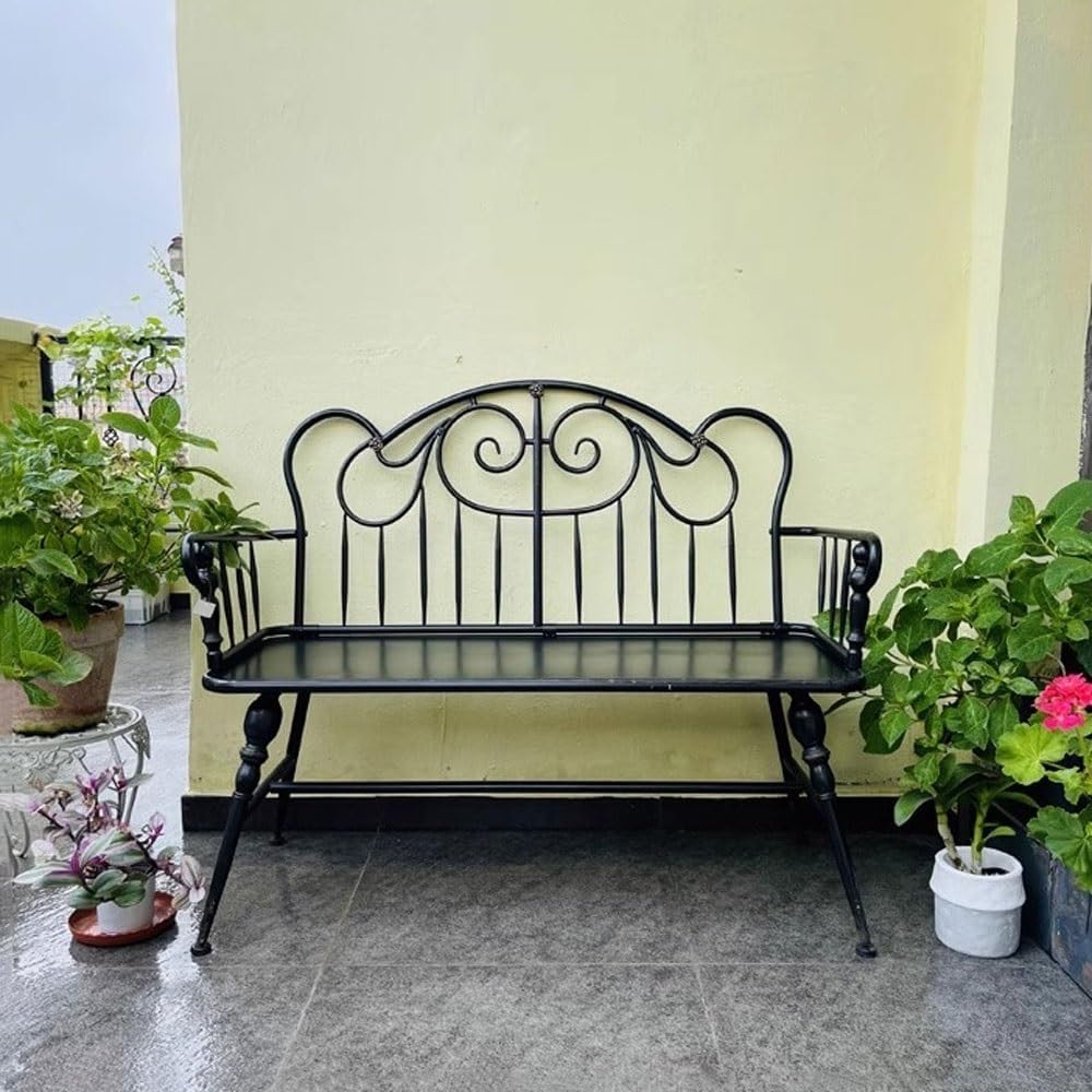 Outdoor Garden Bench Outdoor Garden Bench, Vintage Iron with Backrest Patio Seat, for Balcony Indoor Terrace Leisure Bench Park Bench