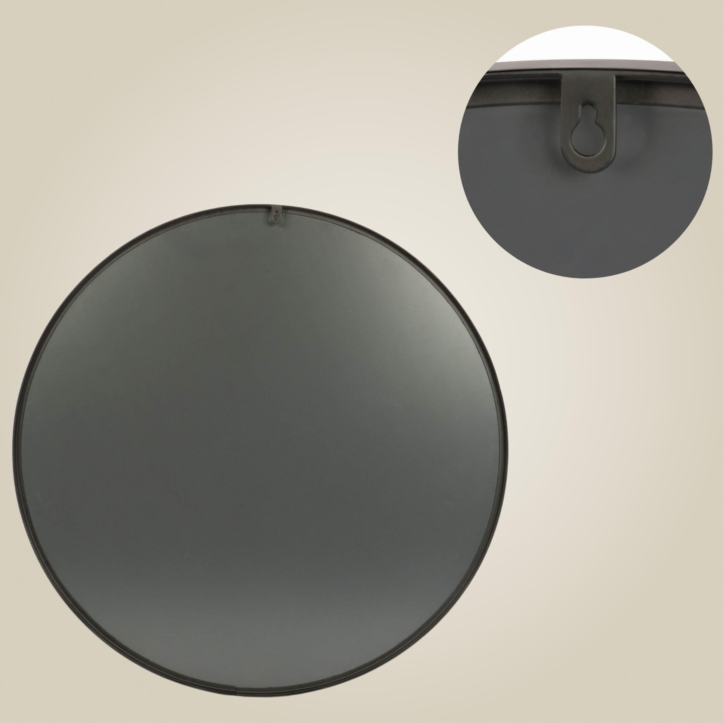 Specchio rotondo Noor, telaio in metallo, diametro 80 cm (nero)