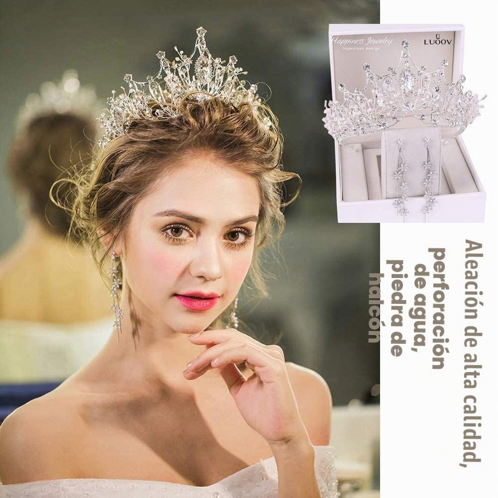 Zooma Tiara de cristal para novia, tiara de princesa, diadema de boda, para bodas, bailes, concursos, fiestas, cumpleaños, aleación, cristal y diamantes de imitación