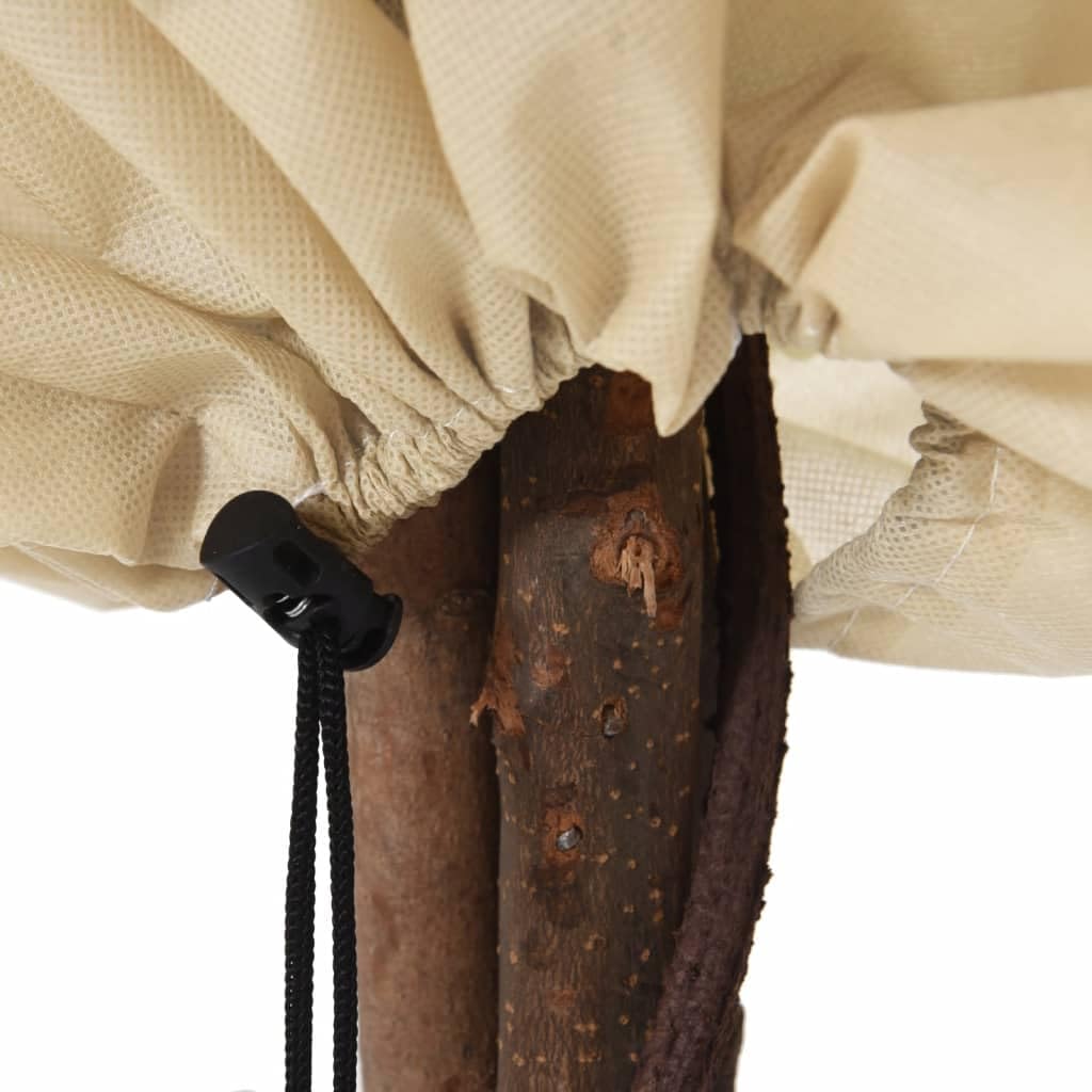 Wintervlies Pflanzenhüllen mit Kordelzug, 4 Stück 70 g/m² 0,8 x 1,2 m Vliesstoff, Beige Frostschutz für Gewächshaus Balkon Terrasse Outdoor Pflanzenpflege
