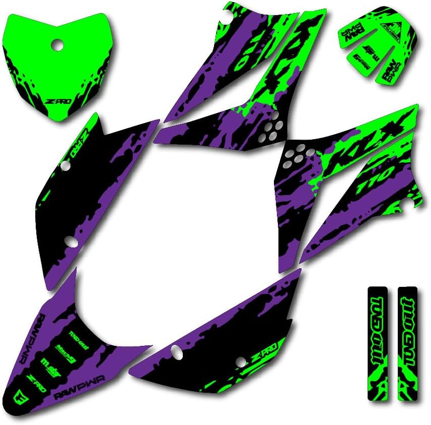 Purple & Green Slick Racing Graphics Kit Fits Kawasaki 2010-2025 KLX110 KLX 110 Decal Kit