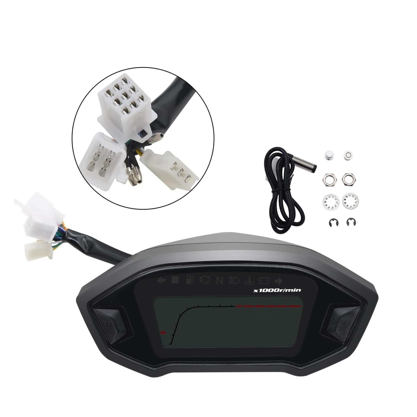 Compteur de Vitesse Digital Moto Compteur De Vitesse Numérique Universel pour Moto 13000 TR/Min, Odomètre, Double Compteur De Vitesse, Odomètre, Tableau De Bord