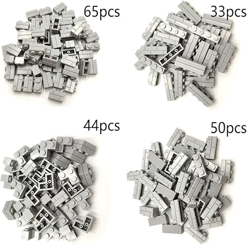 Miniatura 2 de 192 piezas de paredes de mampostería, ladrillos de construcción grises, piezas de botín, accesorios de bazar de ladrillo compatible con juguete