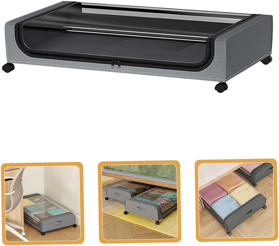 Garneck under Bed Storage Organizer with Wheels Capacity Lidded Storage Box for Clothing Toys and Bedding Non-woven Space-saving Design for Closets and Bedrooms