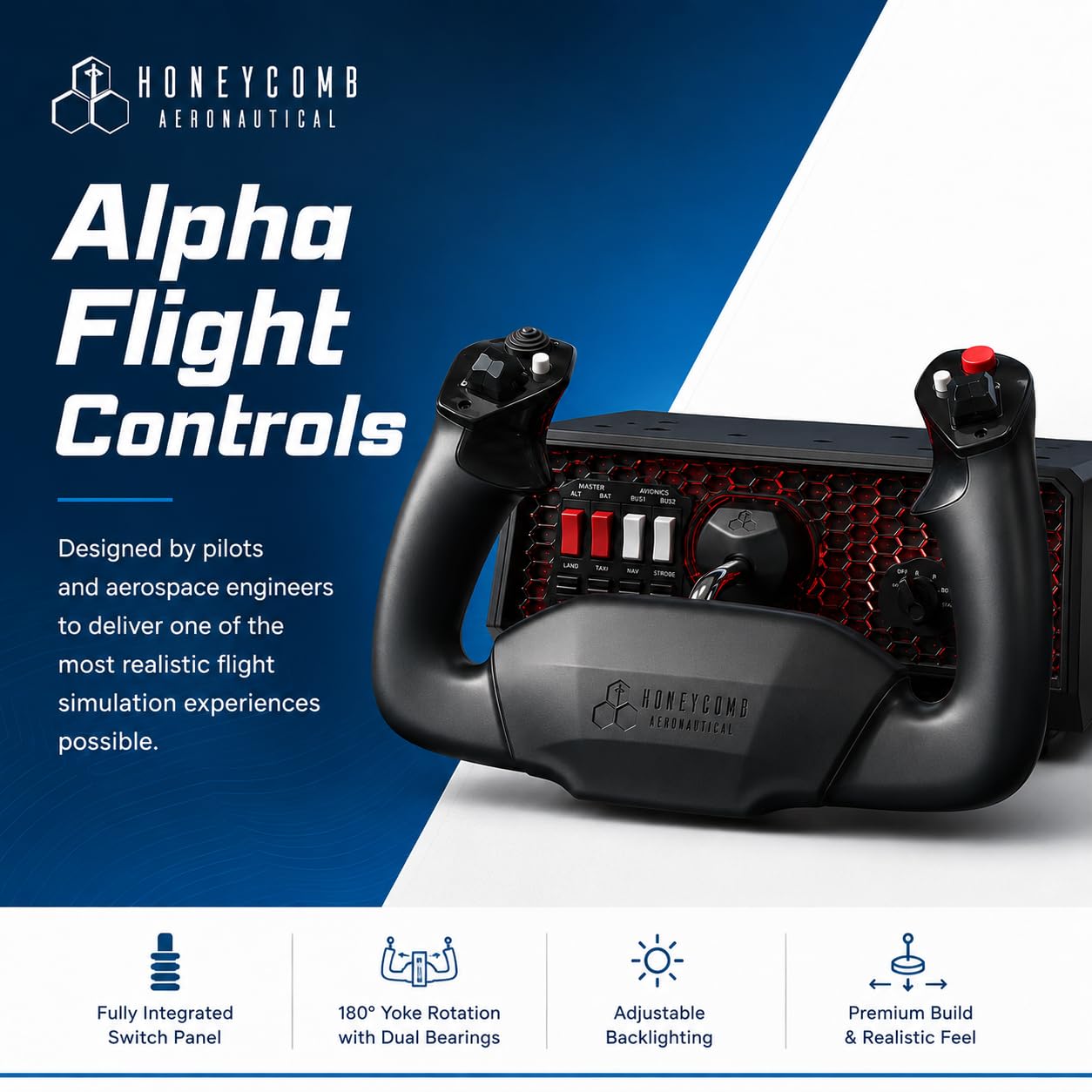 Amazon.com: Honeycomb Aeronautical Alpha Flight Controls Yoke with