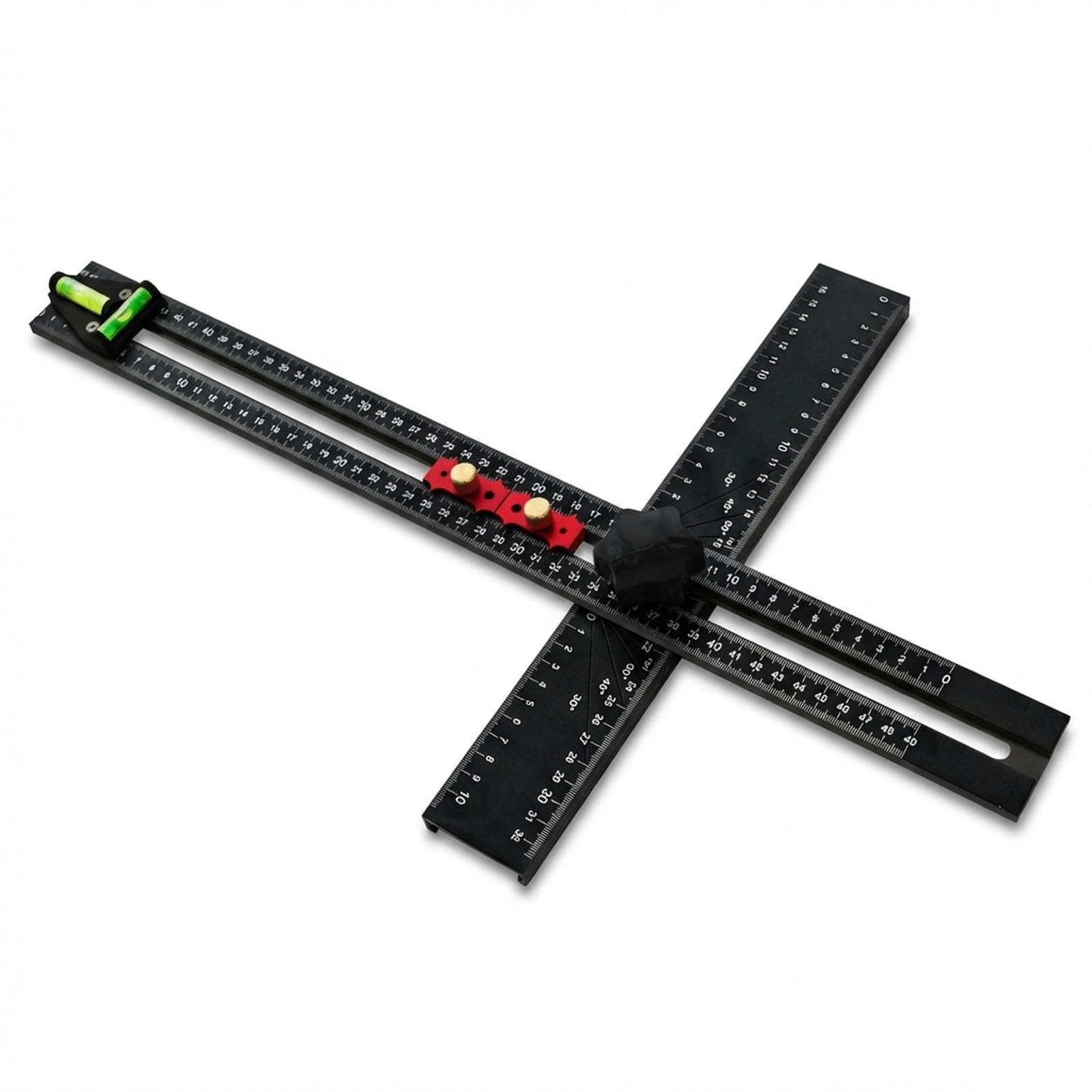 Squadra Metallo Regolabile 54cm, Riga di Misurazione Metrica con Livella, Squadretta Falegname Multifunzione - Precisione Elevata, Combina 45 e 90 Gradi, Per Lavori di Falegnamer