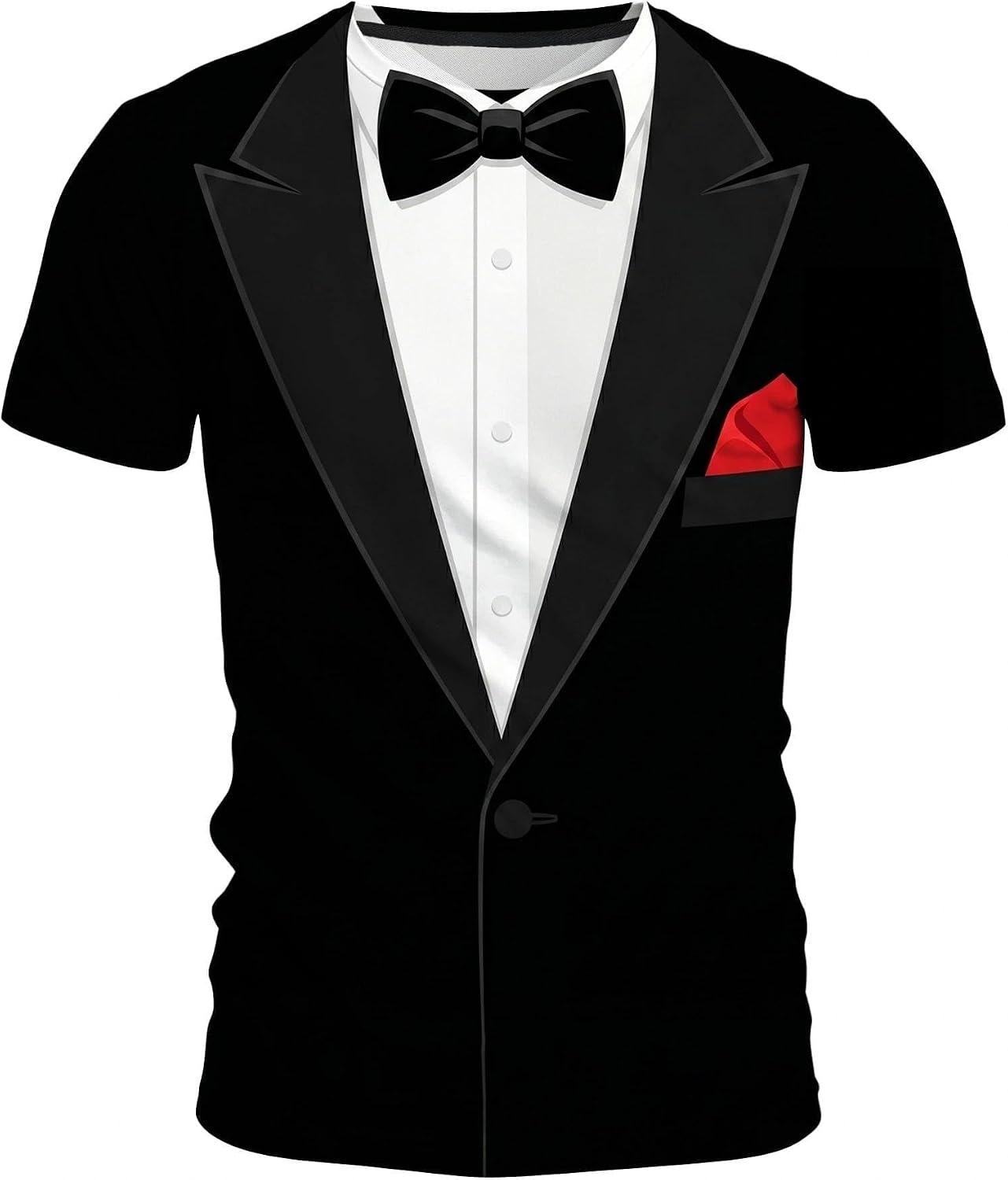 Funny Novelty Party Tuxedo Shirt Graphic 3D T-Shirt Short Sleeve Crewneck Shirts for Men S-4XL