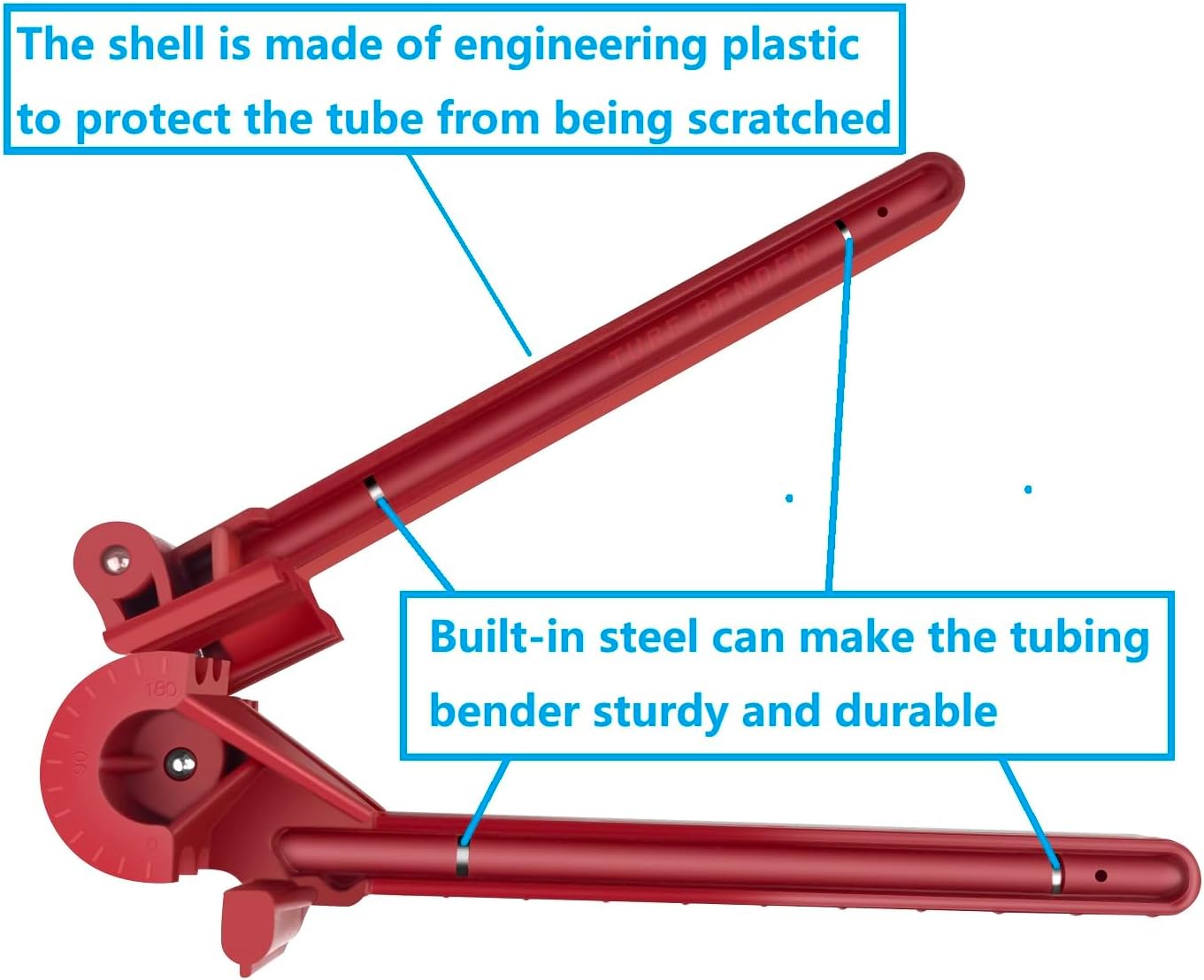 Tubing Bender, Tube Bender, 3/16”, 1/4", 5/16", 3/8" 4-IN-1 brake line Bender Tool for Copper, Brass, Aluminum and Thin Steel Fuel Line Pipe, Bends 0-180°