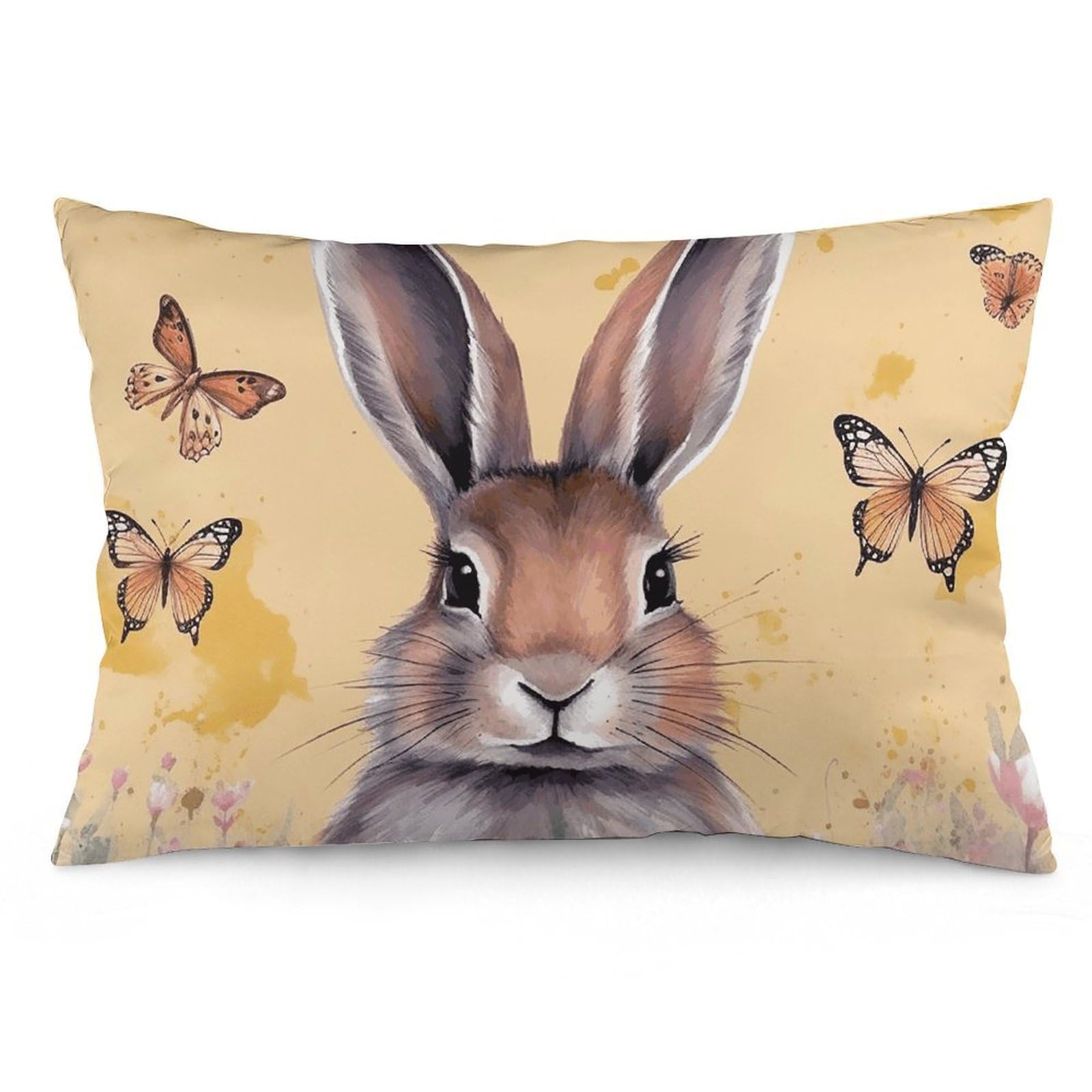 2 Pack Pillow Cases for Hair and Skin, Soft Breathable Pillow Case Covers with Hidden Zipper, Rabbit and Butterfly Pillowcase 12 "x20 Pillow Covers for Sleeping Gift