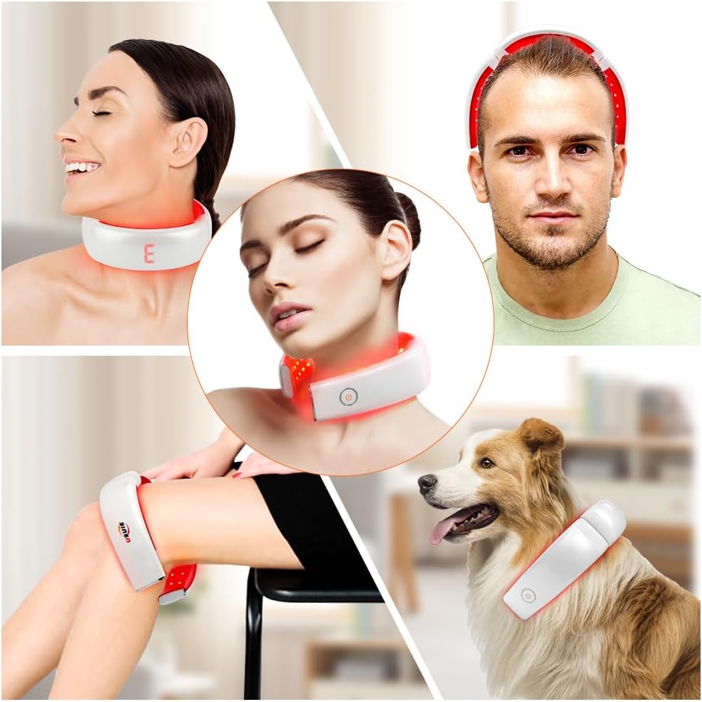 Red Light Therapy for Neck Pain Relief, Portable Light Therapy Product Neck Pain Relief Device Red Light Therapy Device, Hot Compress & Adjustable Temperature (Red)