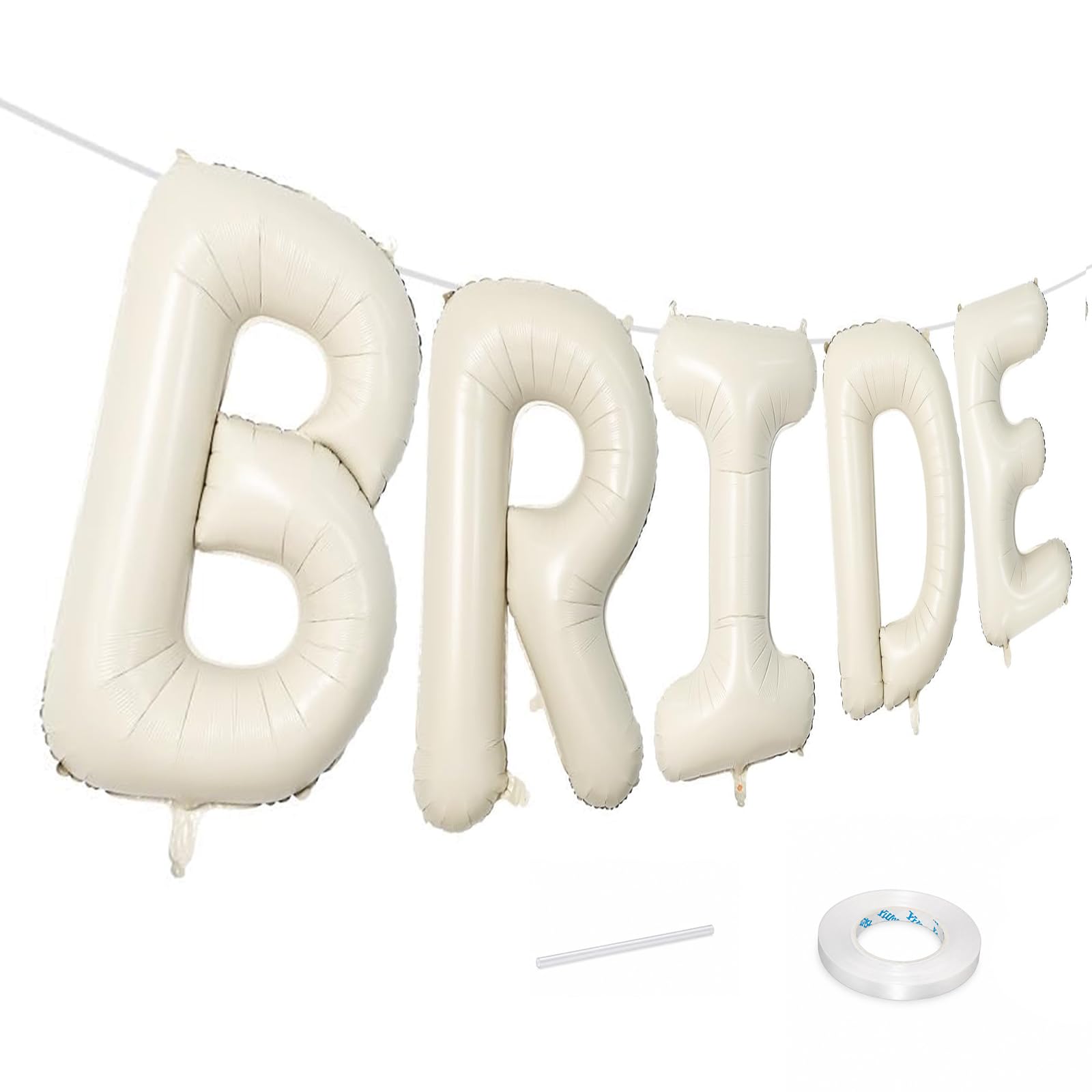 40 Inch Beige BRIDE Foil Balloon Set, Giant Beige Alphabet Letter Banner for Bridal Shower Decorations, Wedding Party Supplies, Bride To Be Accessories
