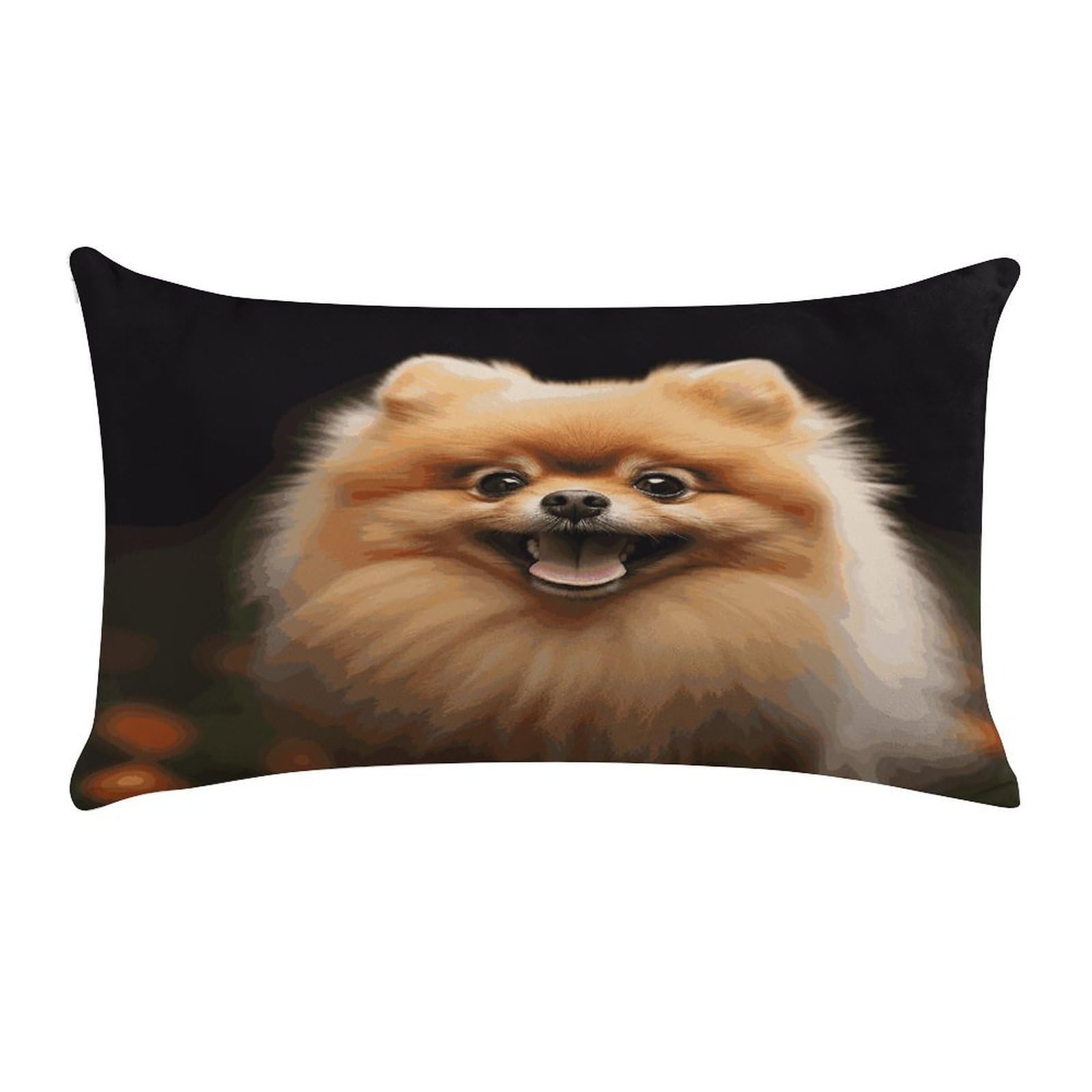 Pomeranian Pillow Case Decorative Rectangle Throw Pillow Cover Soft Plush Pillowcase Cozy Cushion Case Modern Pillow Sham Cushion Cover for Bedroom Sofa Couch 20 X 12 Inch