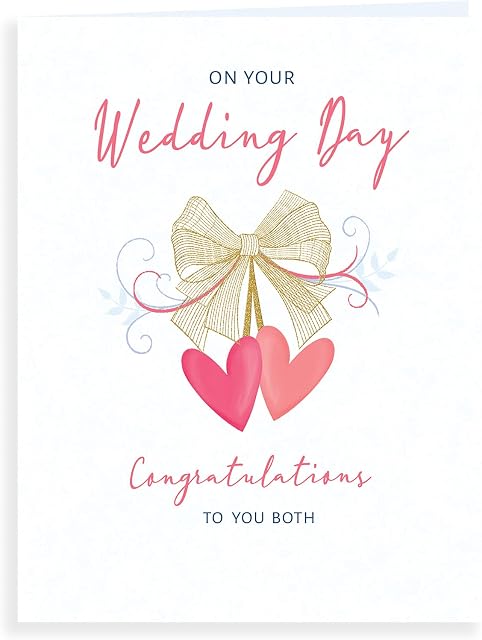 Koko Designs K70068 Luxury Beautiful Contemporary Congratulations on to You Both on Your Wedding Day Card - 8 x 6 inches, Pink