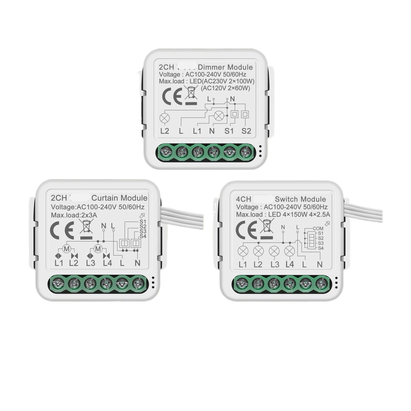 1 Uds. Módulo de interruptor de atenuación inteligente/cortina/interruptor de atenuación compatible con control bidireccional(Curtain Switch -2CH)