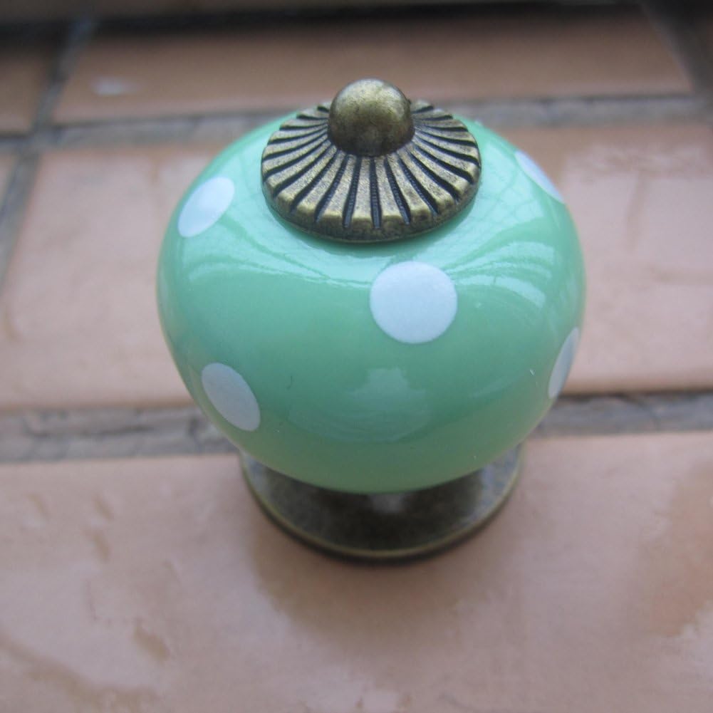 Tangpan 30mm Ceramic Spot Dargon Ball Door Handle Pull Knobs Cabinet Door Cupboard Drawer Locker Vintage Retro Gold Pack of 8 Color Green