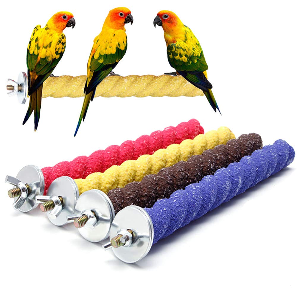 Parrot Perches, 4 Pcs Bird Wood Perch Stand Pet Paw Grinding Toys for Budgies Parakeet Cockatiels Conure, Random