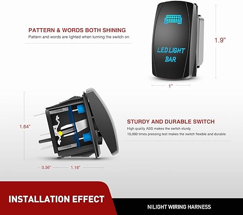 Miniatura 7 de Nilight Combo de barra de luz LED de 54 pulgadas 312 W de inundación de puntos curvos LED todoterreno luz de conducción y 1 kit de arnés de cableado