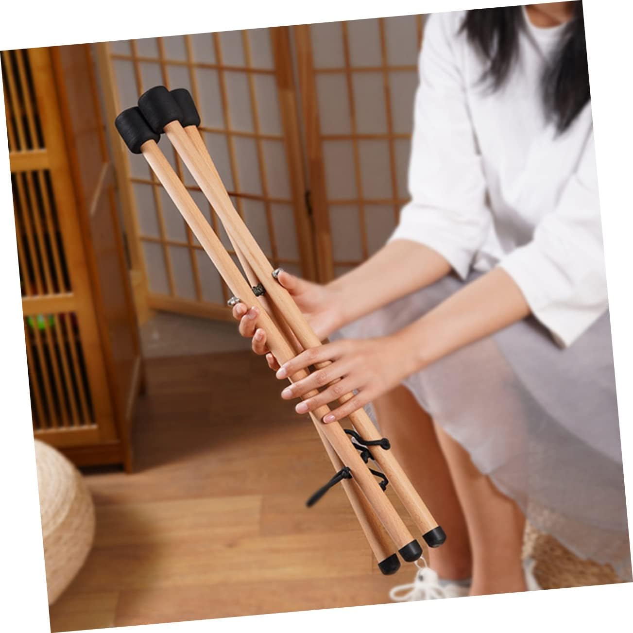 LIOOBO Professional Tongue Drum Bracket Wooden Stand for Drum Tripod Steeldrum Base