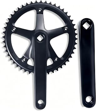 Fixed Gear Bike Crankset 165mm Bike Cranksets 48T 49T Lightweight Aluminium Alloy Single Speed Round Chainring Square Taper Crankset