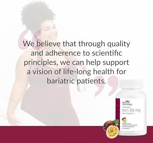 Miniatura 7 de Bariatric Advantage Hierro masticable 29 mg para pacientes de cirugía bariátrica Vitamina C Sin sabor metálico Suplemento de fumarato ferroso y