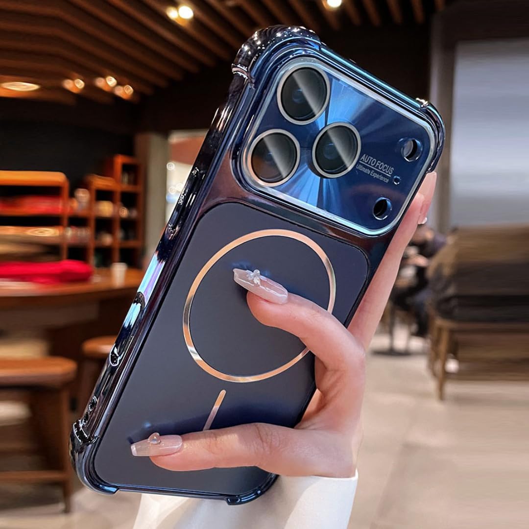 Coque iPhone 17 Pro Max antichoc avec coussin d'air bleu