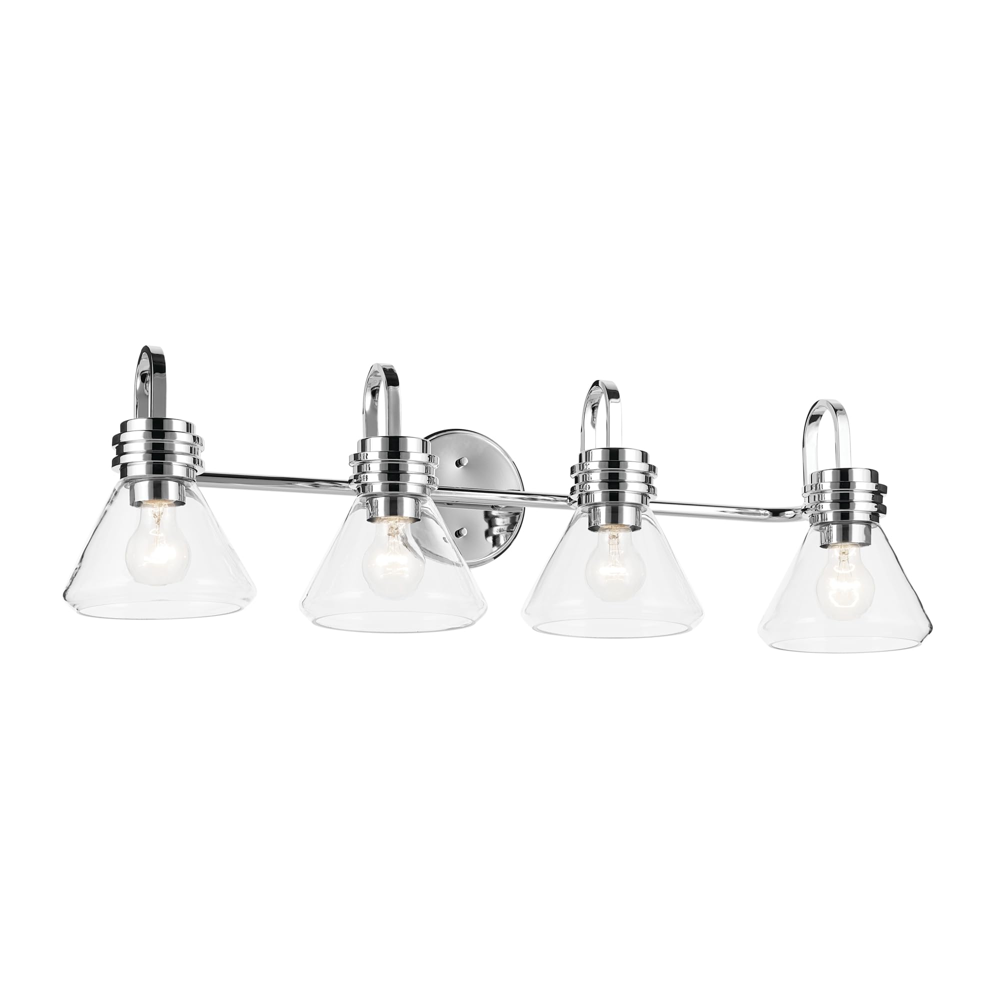 Kichler Farum 4-Light Bathroom Vanity Light, Chrome | Modern vanity light with clear glass for single or double bathroom mirrors (34" x 9.5"), 55156CHCLR