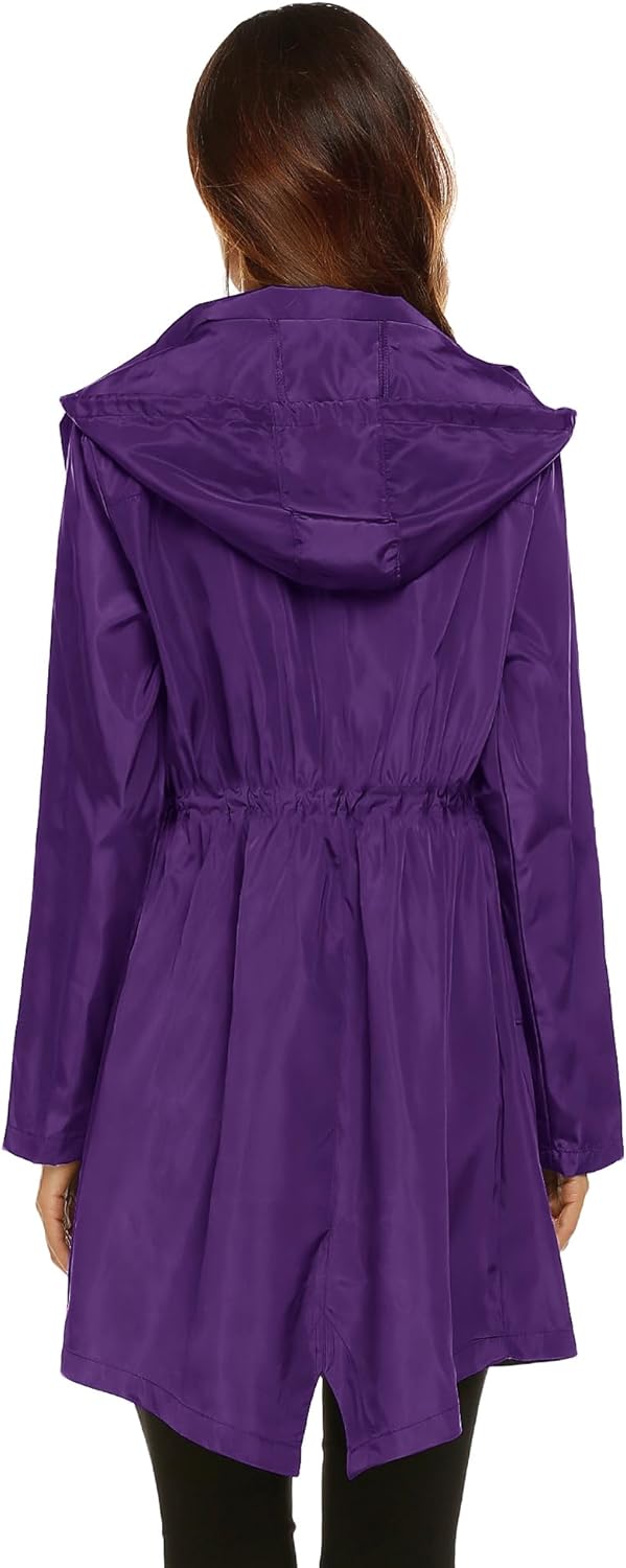 Lomon Women Waterproof Lightweight Rain Jacket Active Outdoor Hooded Raincoat - Image 5