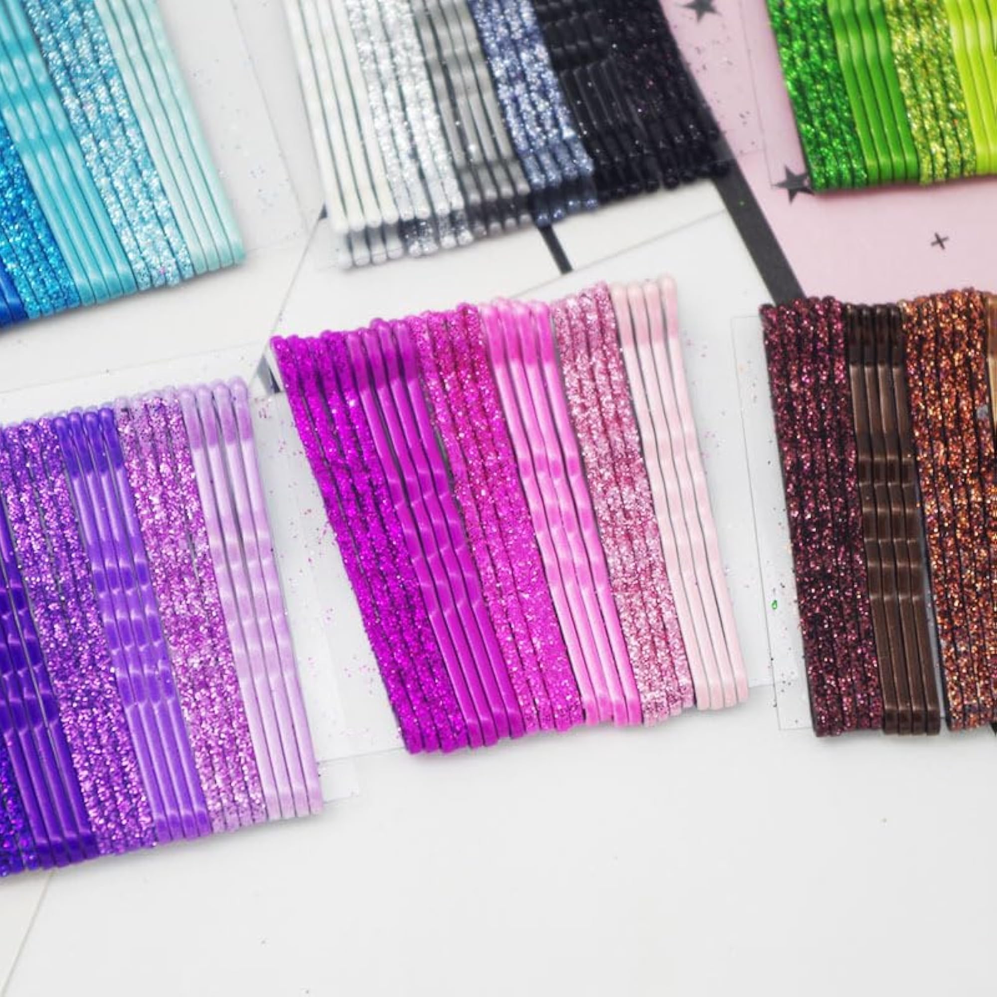 Pack of 144 Glittered Bobby Pins in Gradient Colors