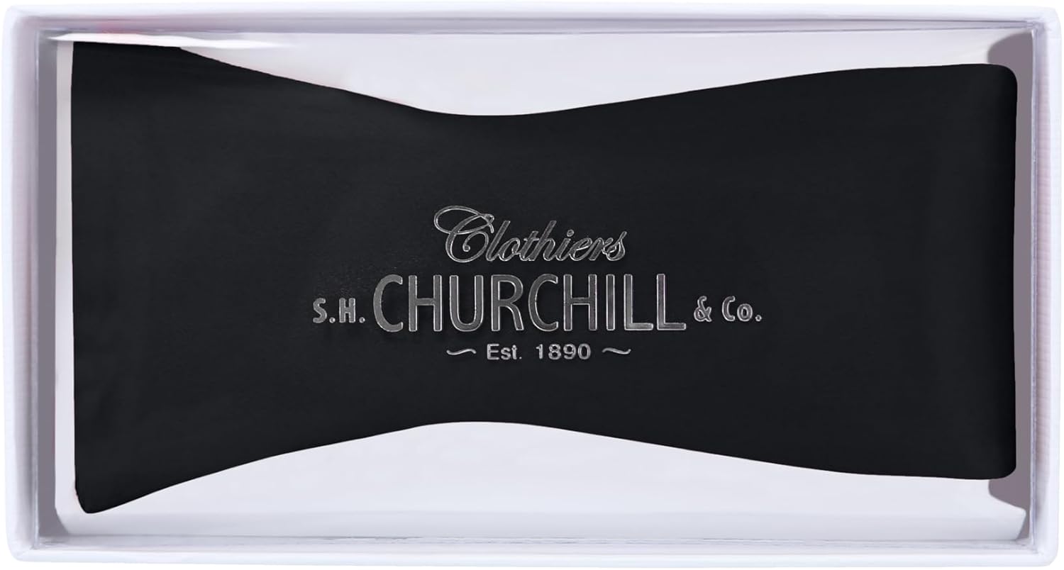 S.H. Churchill & Co. 100% Silk Formal Bow Tie, Solid 16MM Silk Self Tie, Wedding & Tuxedo Bowties