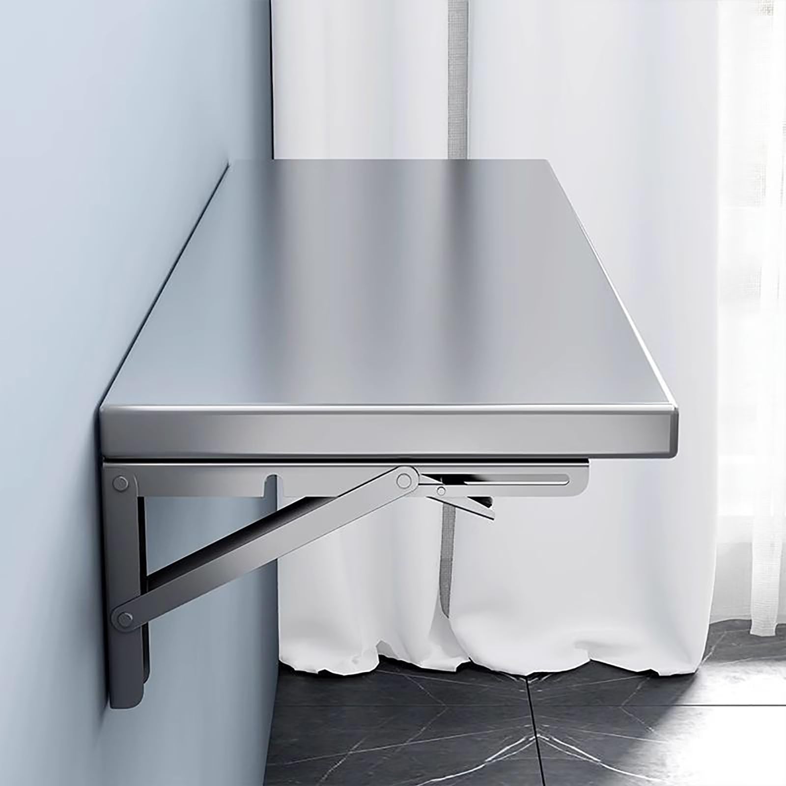 Składany stół ze stali nierdzewnej 304 – regulowane biurko oszczędzające miejsce do prania, biura, kuchni i pokoju – rozmiar 39,9 cm – 120 cm dł. x 30 cm wys