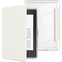 MOROCK Case for 6" Kindle Paperwhite 5th/6th/7th Generation 2012-2017 ReleasedModel No. EY21 & DP75SDI, Premium Lightweight PU Leather and PC Clear Acrylic Back Cover, Auto Wake/Sleep, White