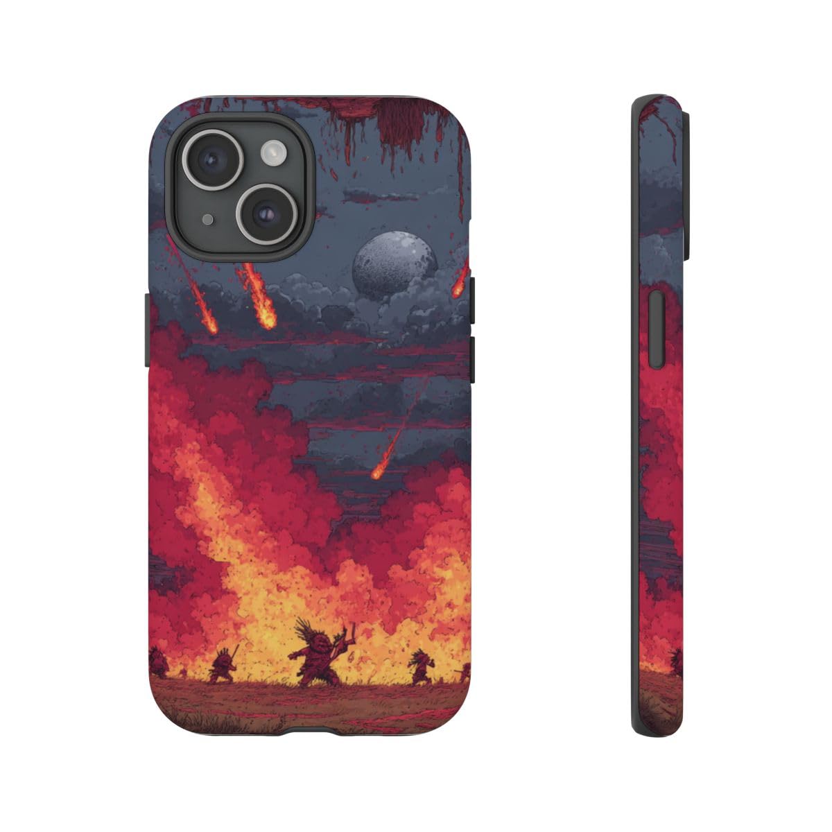 Coque iPhone 15 pluie de météores rouge rigide mate antichoc - 4