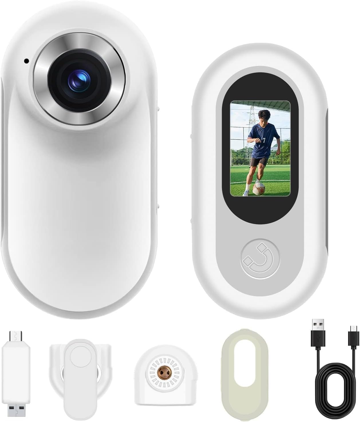 1080P Action Camera, 0.96 inch Ultra Small, Monitor Included, Wearable Camera, Magnetic Suction Camcorder, Portable, Body Camera, Sports Camera, Bike Cam, 360 Degree Video, Wide Angle Lens, Image Stabilization, Easy Operation, Neck Strap Included, For Sports, Outdoors, Vlog Shooting, Video Recording