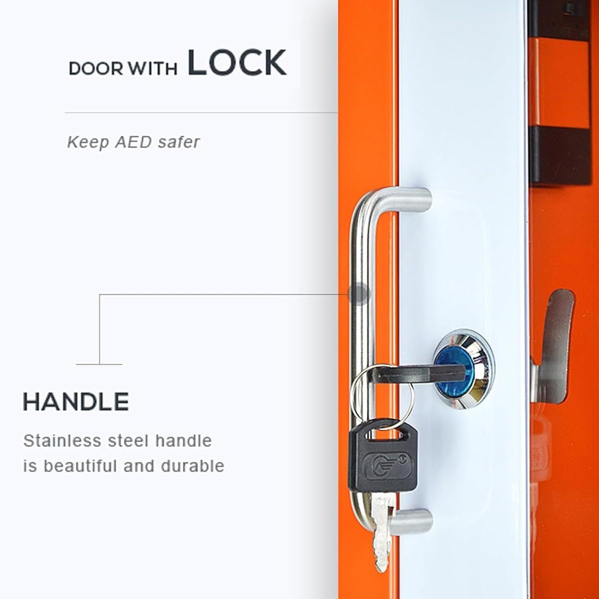 AED-Defibrillator-Schrank, AED-Erste-Hilfe-Schrank, Wandmontierter AED-Aufbewahrungsschrank, Defibrillator-Alarmbox mit Schlüssel und Alarm, Erste-Hilfe-Schrank