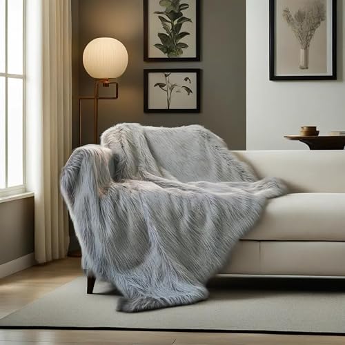 inchgrass Faux Fur Blanket Luxury Fur Throw Blanket Super Warm Elegant Cozy Fuzz