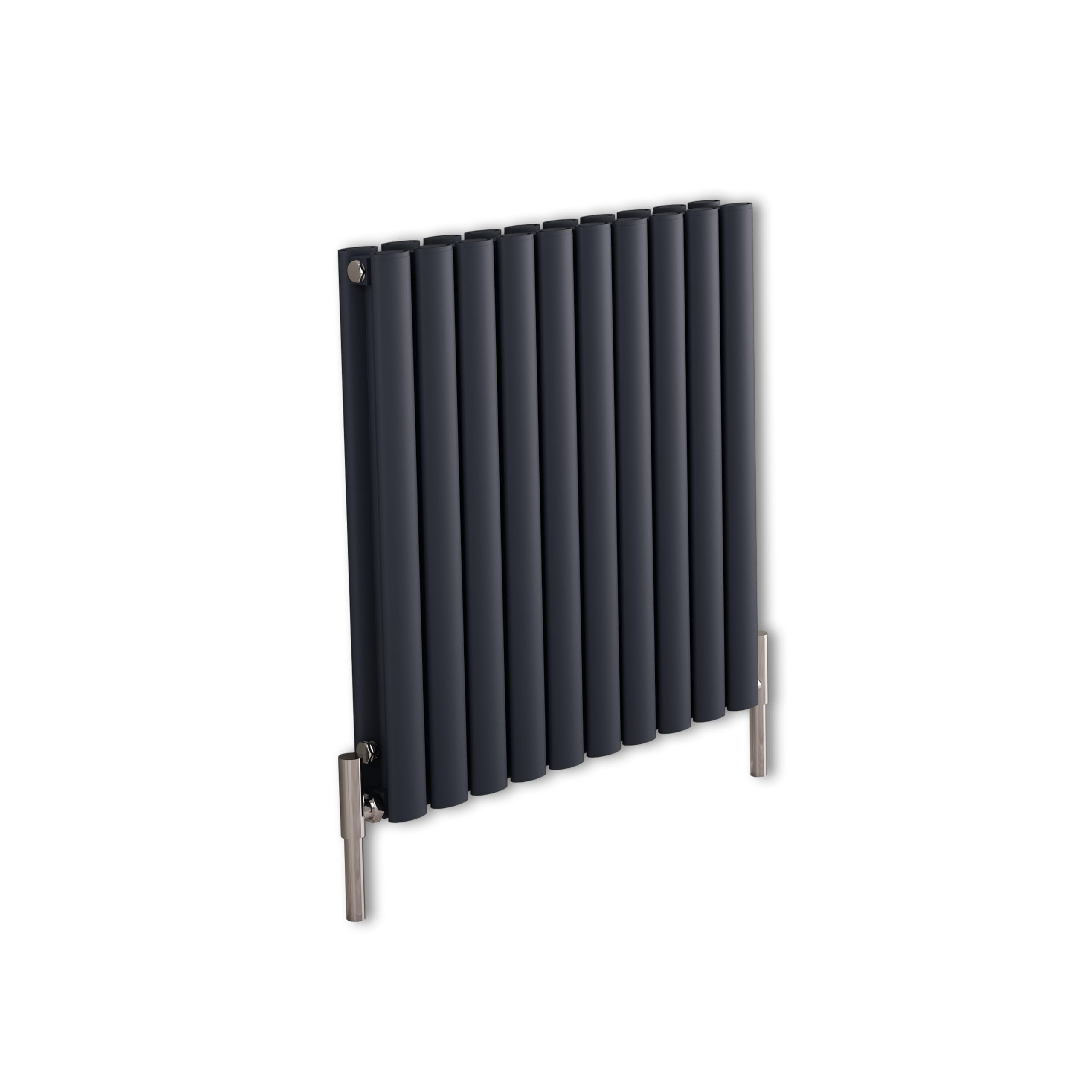 MILANO Anthracite Horizontal Double Oval Panel Aluminium Radiator 600600mm