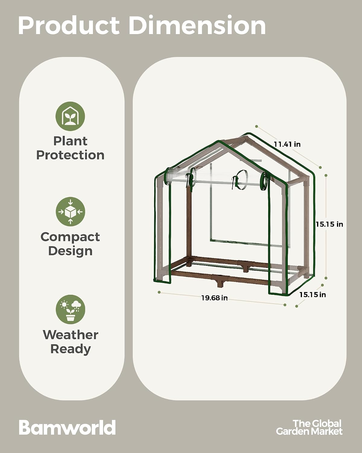 Bamworld Mini Greenhouse Indoor Desktop with Grow Lights Small Grow Tent Reusable Portable Warm House with PE Cover Ventilation Window for Seed Starting