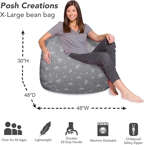 Miniatura 221 de Posh Creations - Sillón puff para niños, adolescentes y adultos, incluye funda extraíble y lavable a máquina, grande de 38 pulgadas, piel de conejo