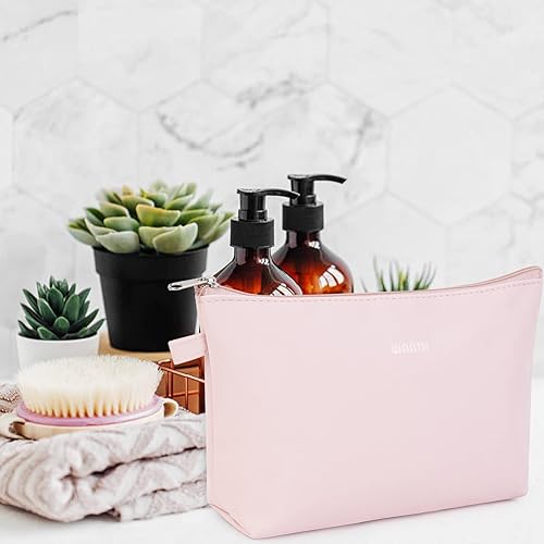 Miniatura 2 de WANDF Bolsa de cosméticos para mujer, bolsa de maquillaje, pequeña bolsa de maquillaje para bolso, resistente al agua, regalo para niñas (L-rosa)