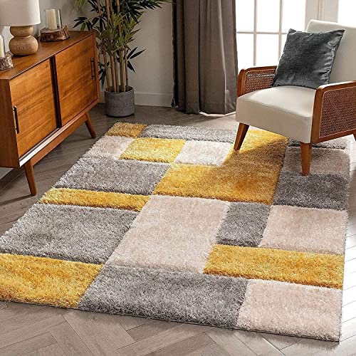 Image of Soft Modern Shag Area Rugs Fluffy Living Room Carpet Comfy Bedroom Home Decorate Floor Kids Playing Mat Size 8x10 Feet Color Multi F