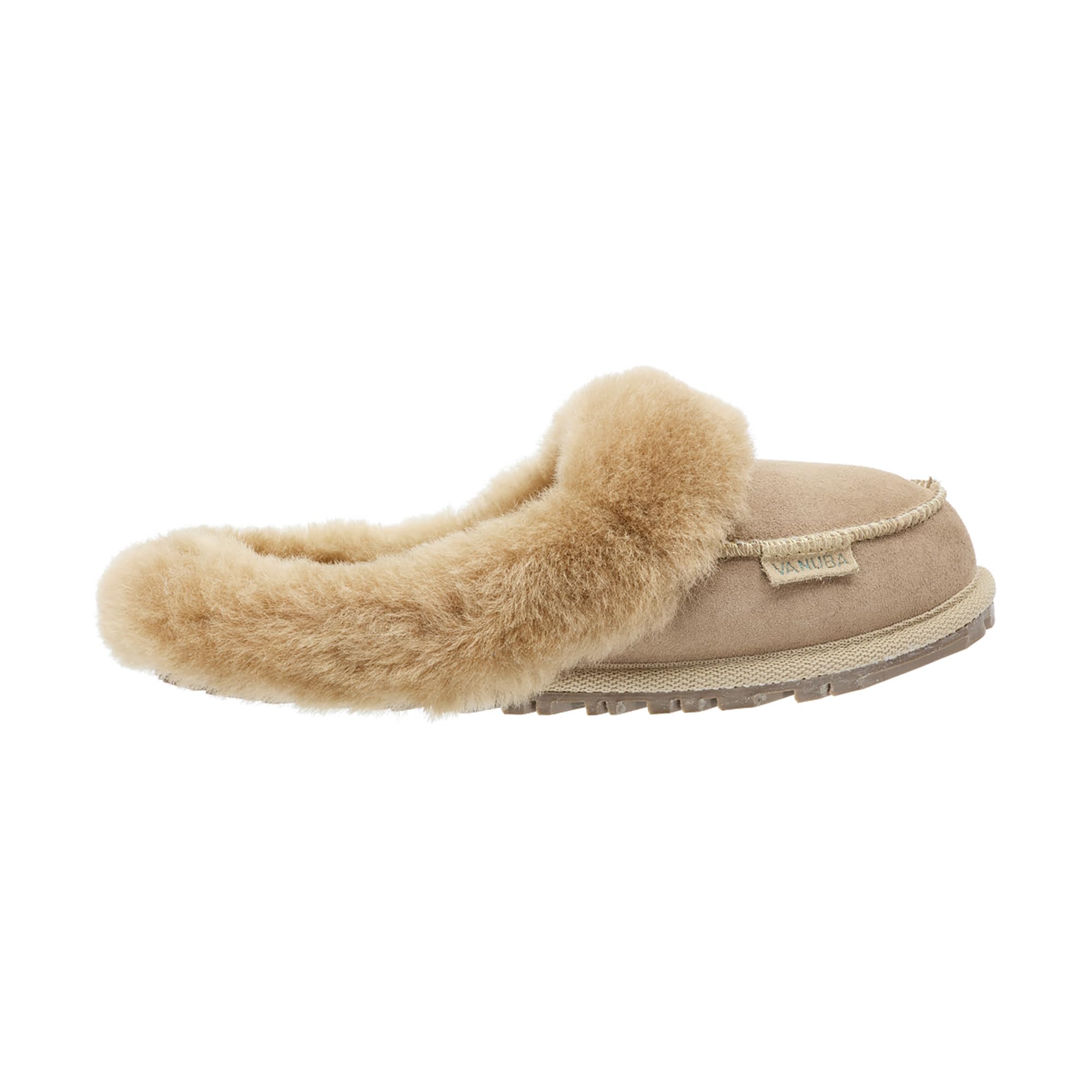 Vanuba Handgemacht Lammfell Warme Hausschuhe Damen Winter Slippers - Hauspantoffeln - Kuschel Pantoffeln Damen Plüsch - Damen Pantoletten Winter - Flache Slippers für Drinnen