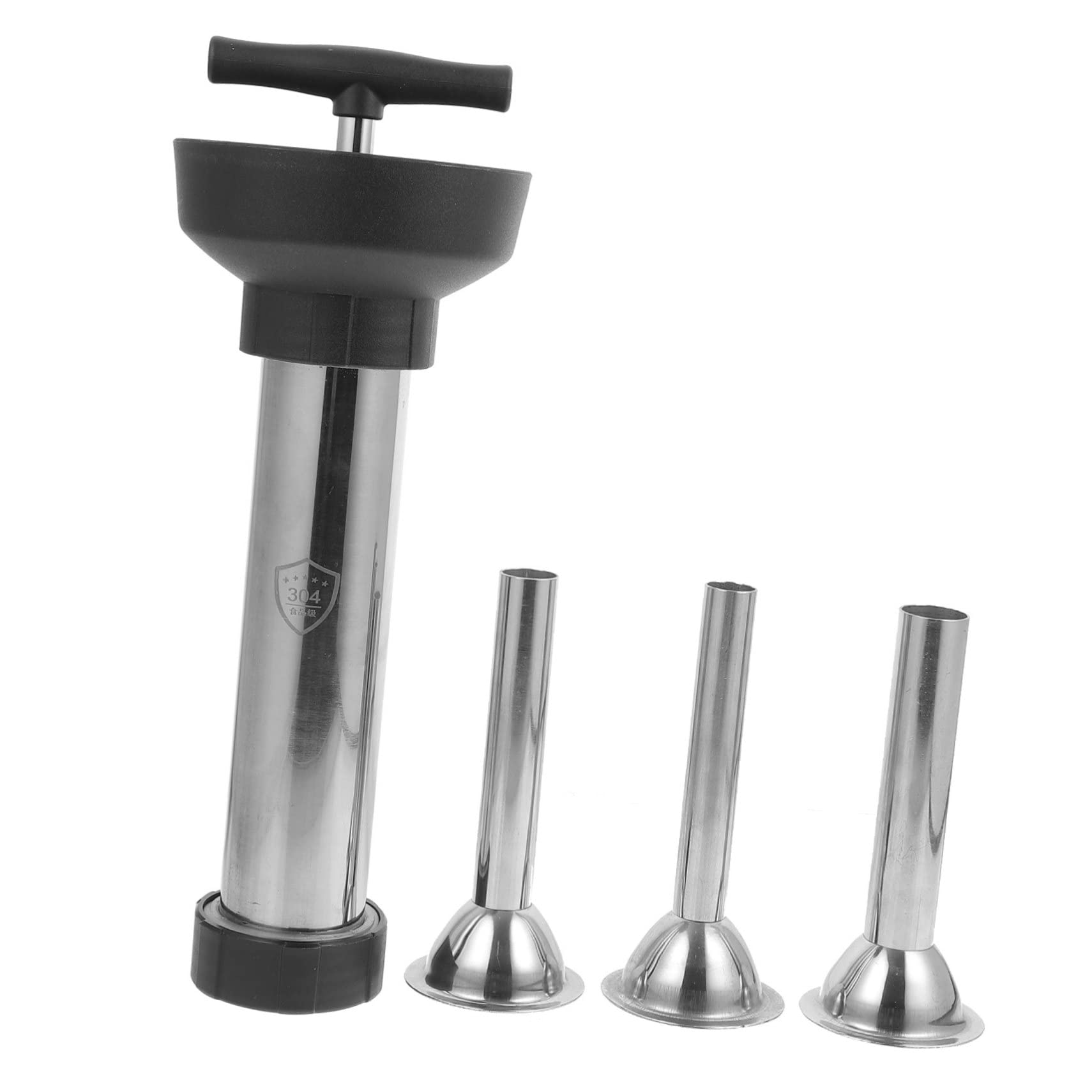 Cabilock 1set Manual Stainless Steel Sausage Stuffer Tool for Homemade Sausage Making Kitchen Meat Filler with Various Tubes for Pig Chicken and Lamb