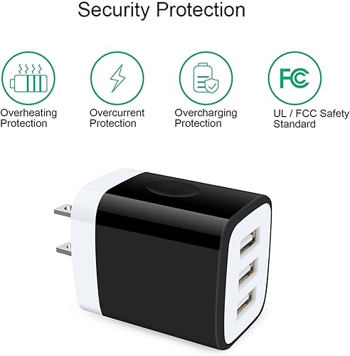 Miniatura 6 de Cargador de pared USB, 18W 3Amp rápido múltiples puertos USB cargador de pared USB enchufe caja cargador bloque compatible iPhone