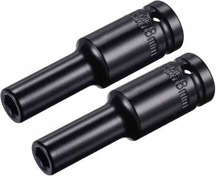 sourcing map 1/2" Drive by 8mm Deep Impact Socket,3.15"Length 6-Point 2Pcs