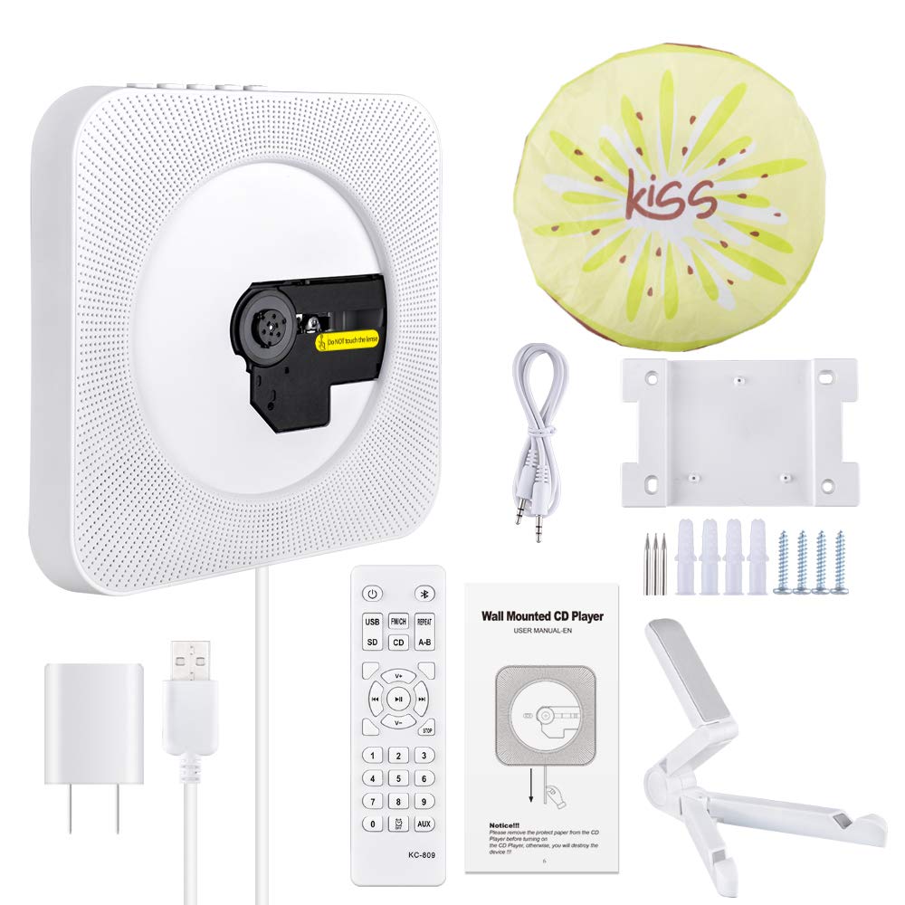 Portable CD Player with Bluetooth, Qoosea Wall Mountable CD Players