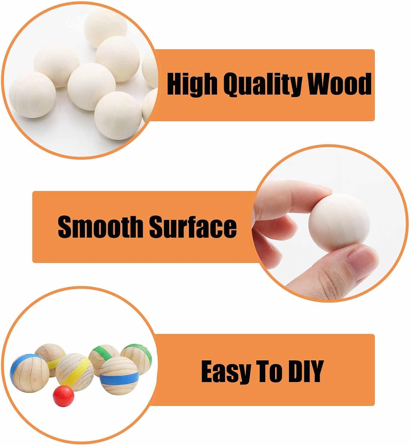 60 Pcs Wooden Round Ball 1-1/5" (30mm)
