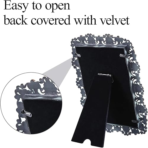 Miniatura 6 de NIKKY HOME Marco de fotos de 4 x 6 pulgadas, color verde antiguo, perla con cristal de alta definición para mesa, escritorio, exhibición vertical,